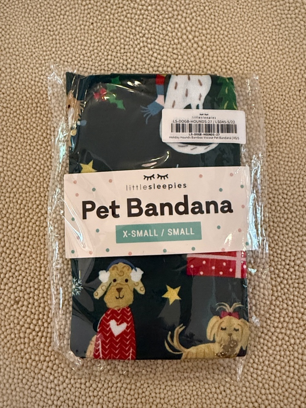 Little Sleepies Pet Bandana - holiday hounds xs/s